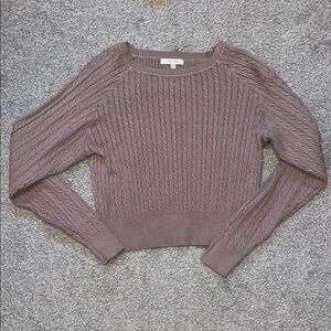 Love Tree Plum Cable Crop Knit Sweater